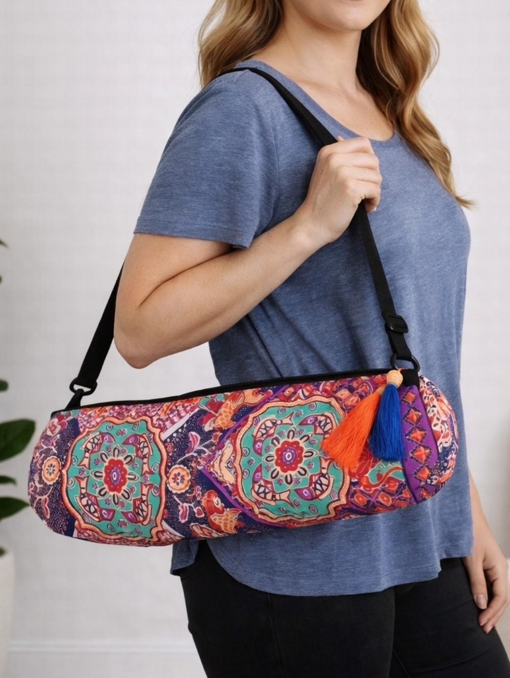 Colorful yoga bag with fish print